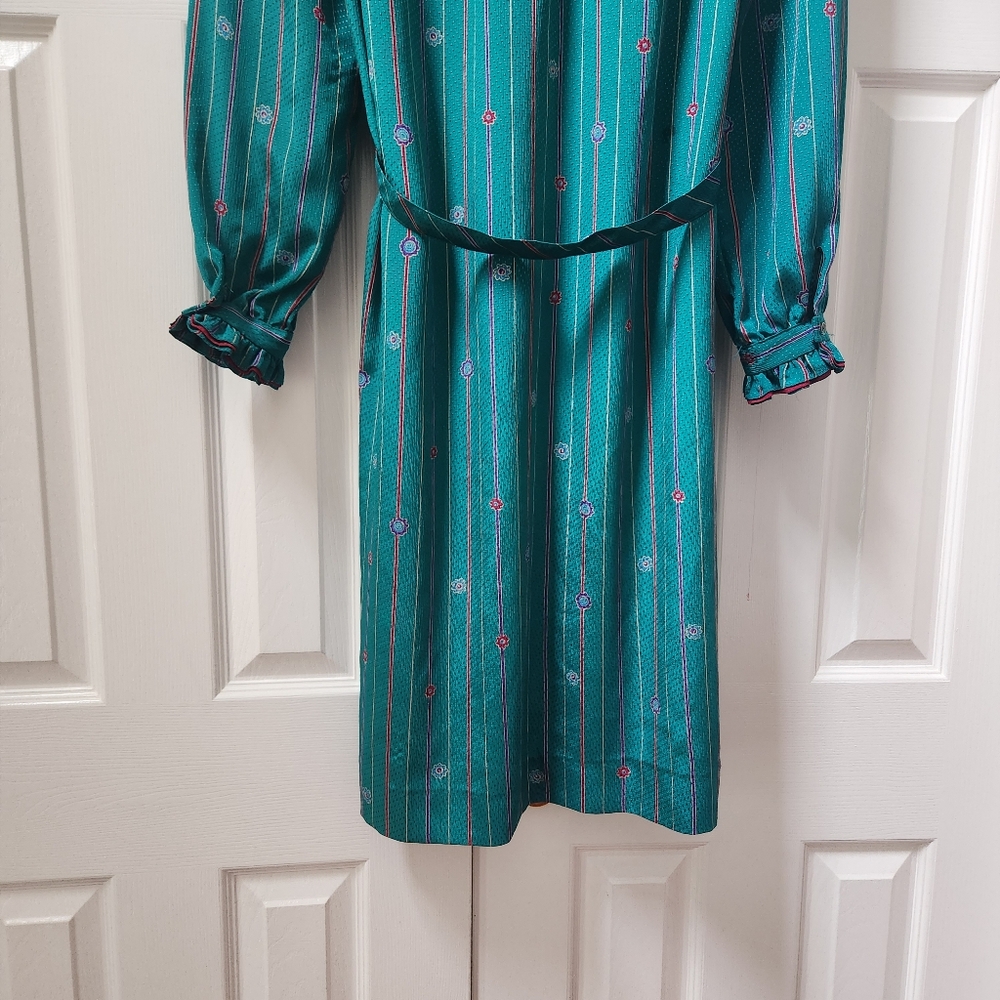 Vintage Schrader Sport Petites Green Long Sleeve Dress, Union Tag - Picture 9 of 15